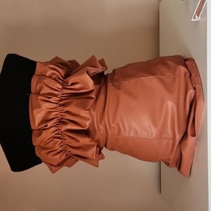 Burnt Orange Leather dress Small